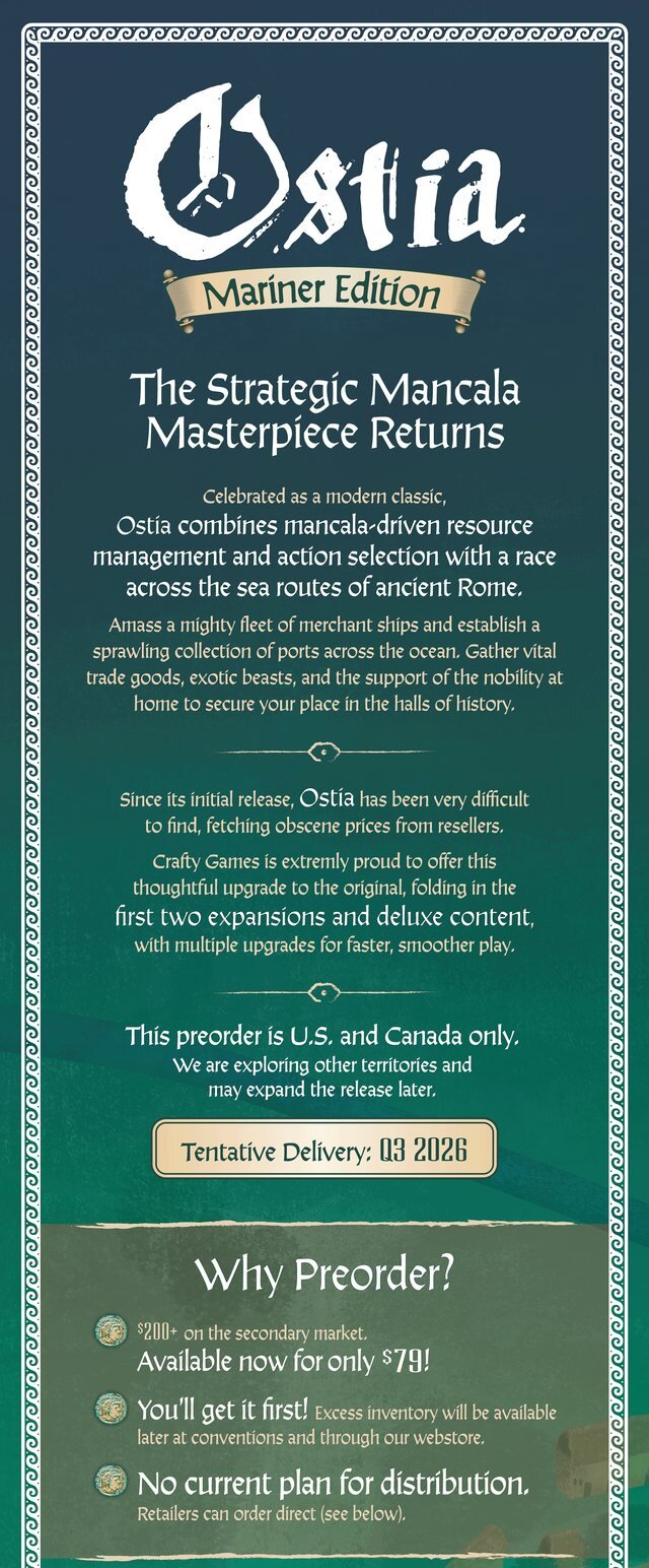 Ostia: Mariner Edition Sets Sail for North America